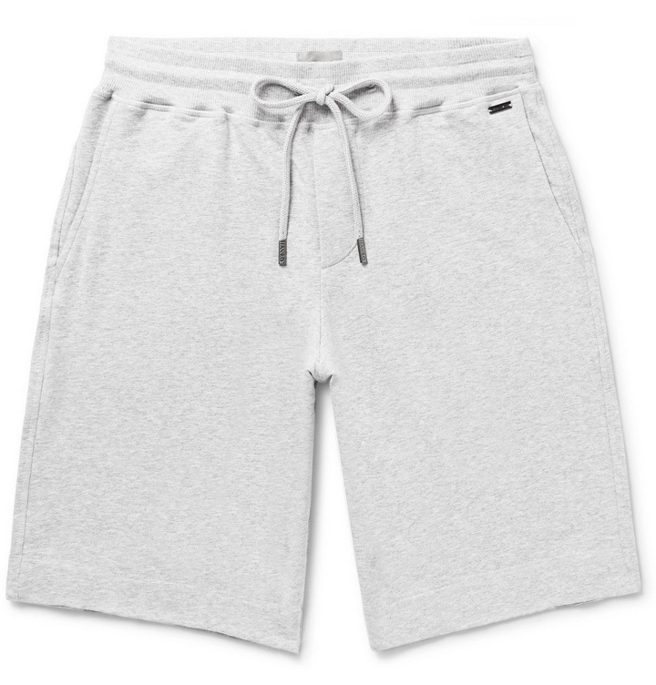 Photo: Hanro - Mélange Fleece-Back Stretch-Cotton Jersey Drawstring Shorts - Gray
