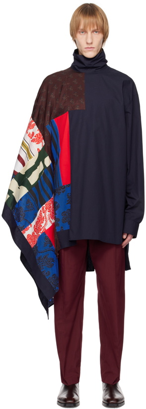 Photo: Dries Van Noten Navy Patchwork Tunic