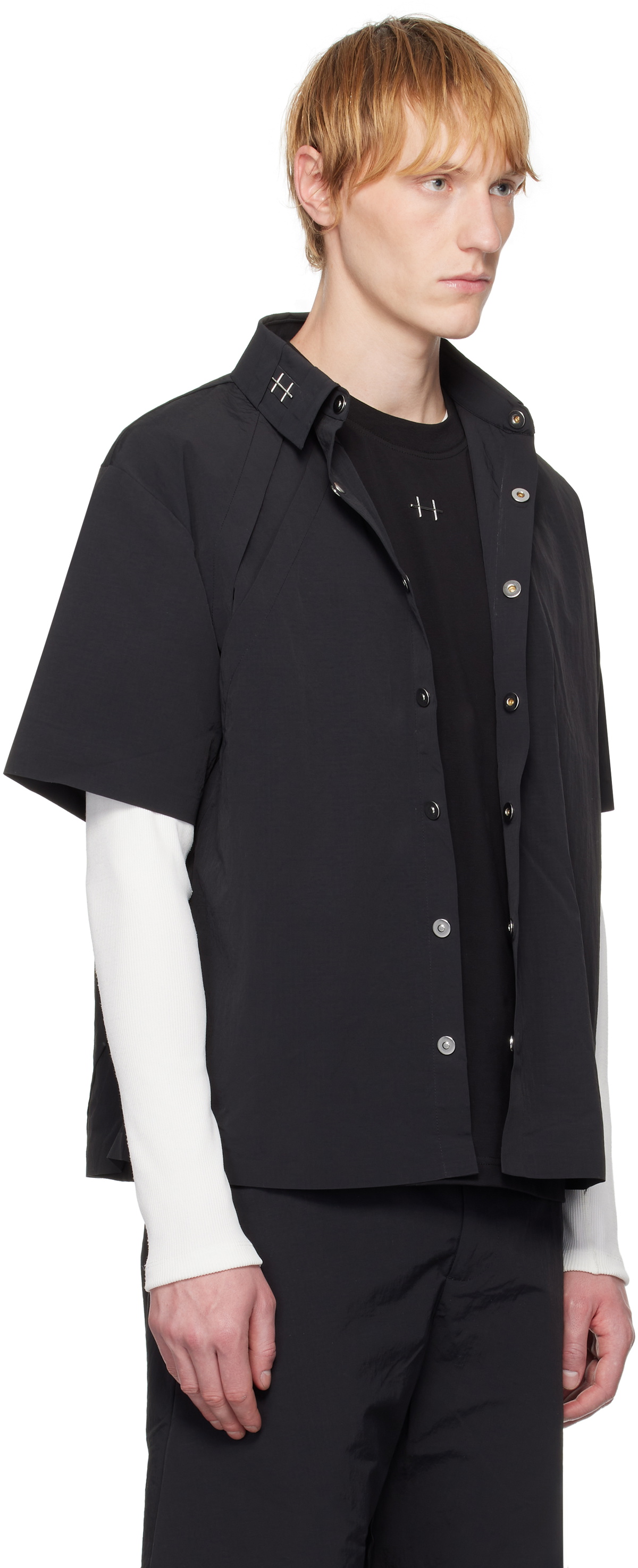 HELIOT EMIL Black Marl Shirt Heliot Emil
