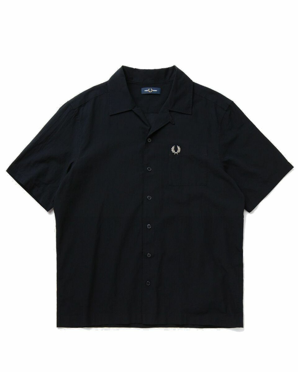 Photo: Fred Perry Lightweight Texture Revere Col Blue - Mens - Shortsleeves
