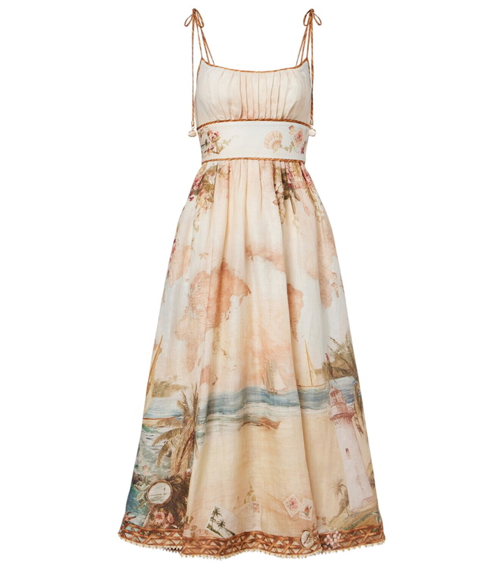 Zimmermann Halcyon printed linen midi dress Zimmermann