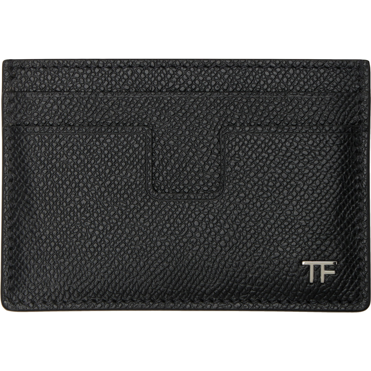 TOM FORD Black Small Grain Leather Classic Card Holder