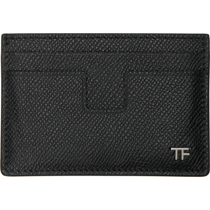 Photo: TOM FORD Black Small Grain Leather Classic Card Holder