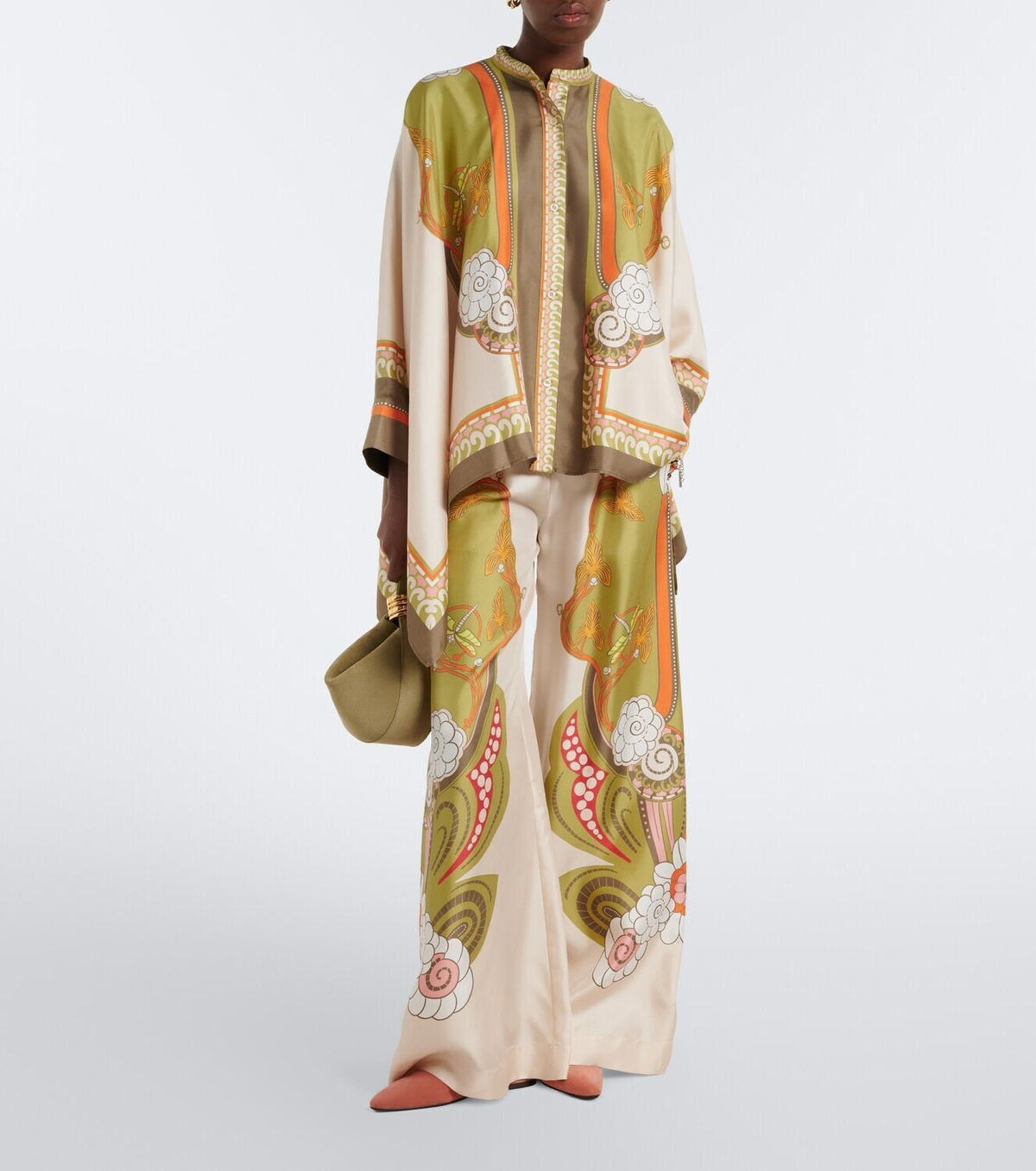 La DoubleJ Floral silk twill palazzo pants