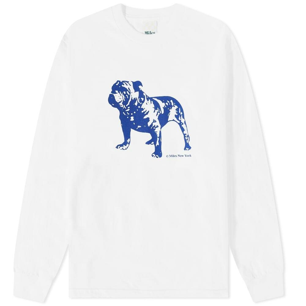 Photo: Miles Men's Long Sleeve Bull Dog T-Shirt in White