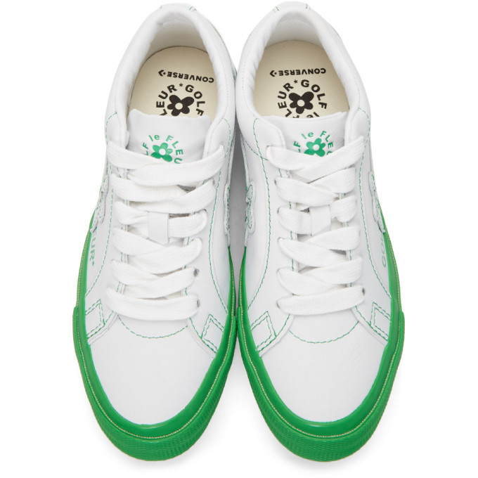 Golf Le Fleur White Leather Low-Top Sneakers with Green Sole NEW] Converse One Star Ox x Golf Le Fleur Tyler Shoes White  main image 2