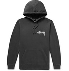 Stüssy - Logo-Print Fleece-Back Cotton-Blend Jersey Hoodie - Charcoal