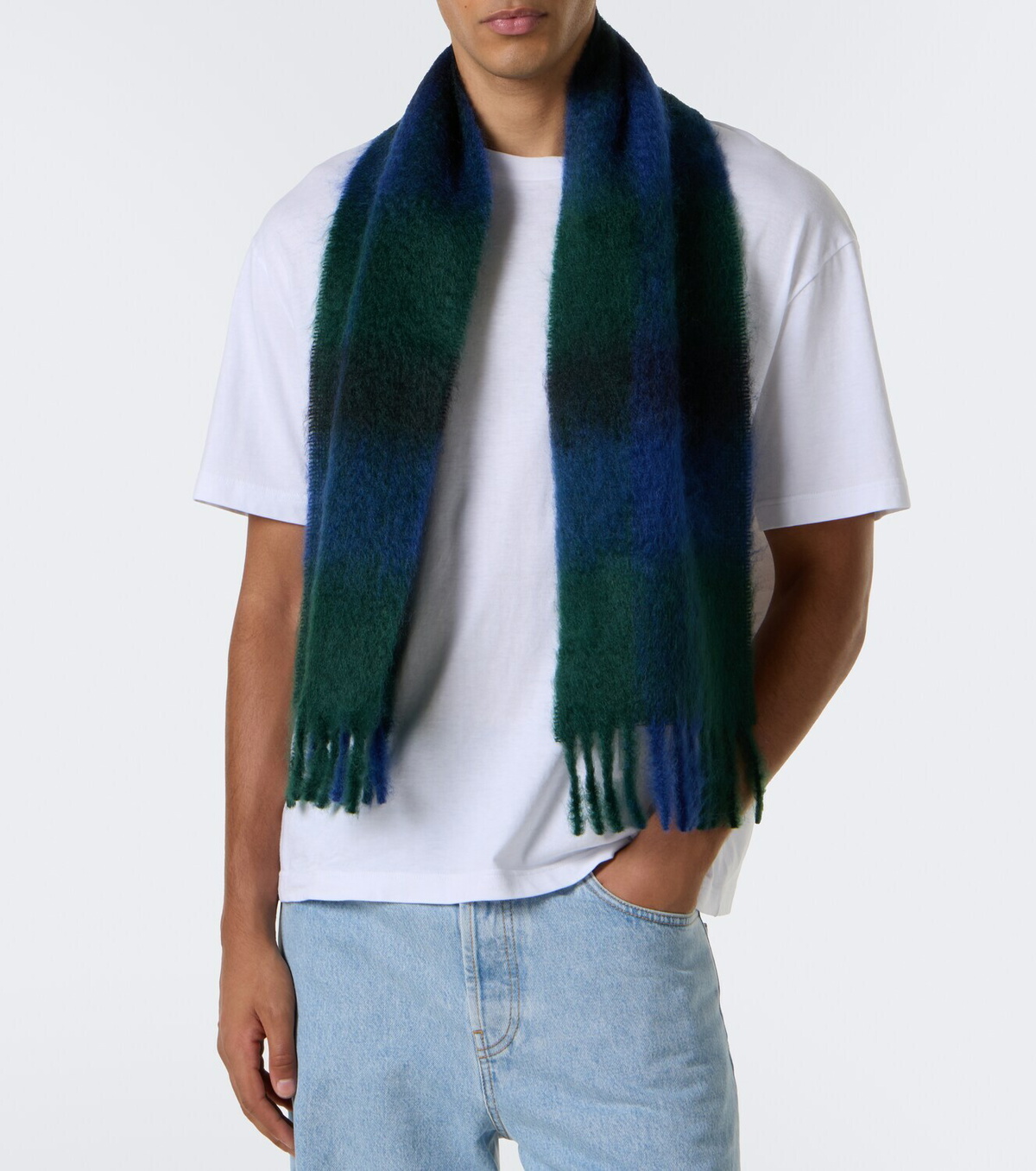 The Row Creana checked mohair and wool scarf