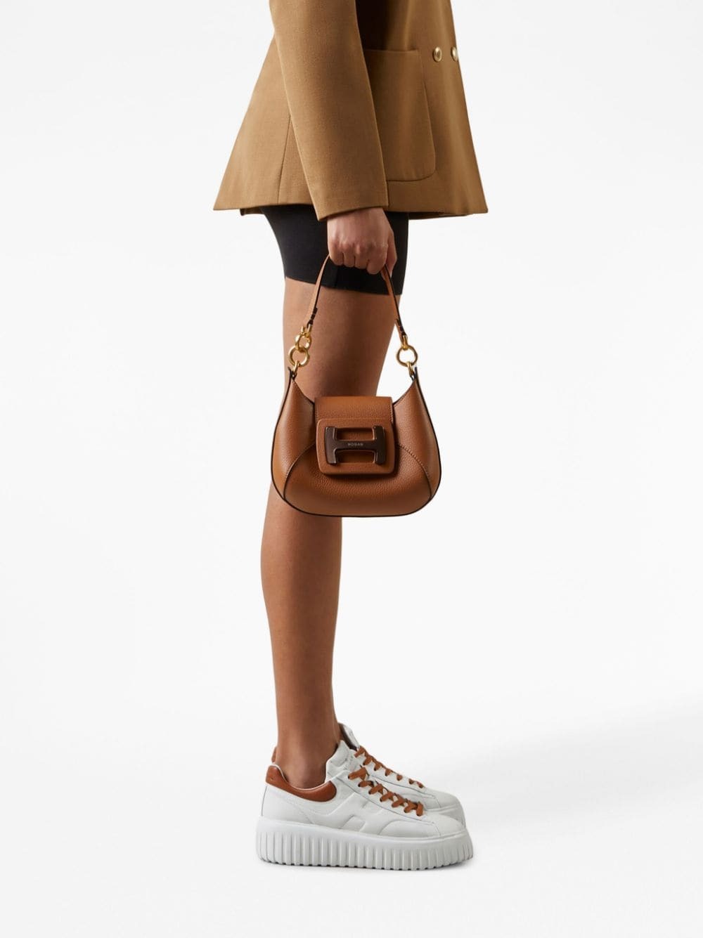 【送料&関税込】Hogan Mini H01q Bag HOGAN - H-bag Hobo Mini Leather Shoulder Bag Hogan