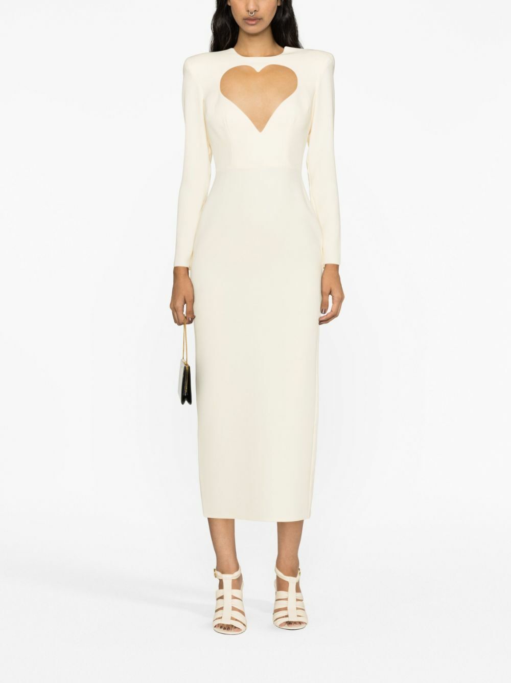 Alex Perry White Monroe Heart Cut-Out Midi Dress Alex Perry