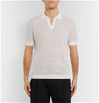 Ermenegildo Zegna - Slim-Fit Waffle-Knit Mélange Linen and Cotton-Blend Polo Shirt - Beige