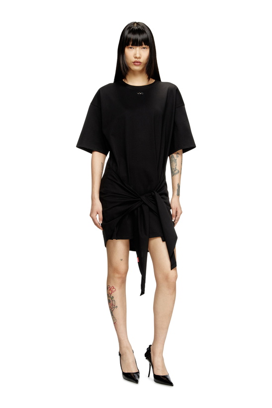 Photo: Diesel T-shirt dress with tie front - Dresses Womens in Black
