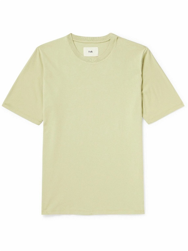 Photo: Folk - Garment-Dyed Cotton-Jersey T-Shirt - Green