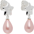 Sandy Liang Silver & Pink Cloverdale 2.0 Earrings