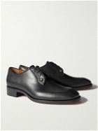 Christian Louboutin - Chambeliss Grosgrain-Trimmed Embellished Leather Derby Shoes - Black