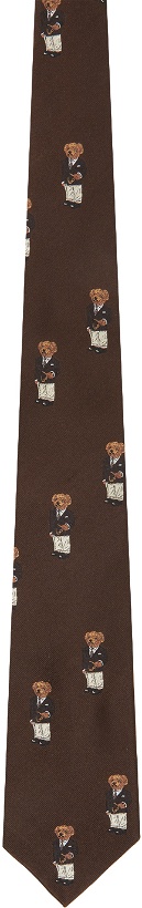 Photo: Ralph Lauren Purple Label Brown Silk Polo Bear Tie