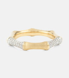 Rainbow K Bamboo 14kt gold ring with diamonds