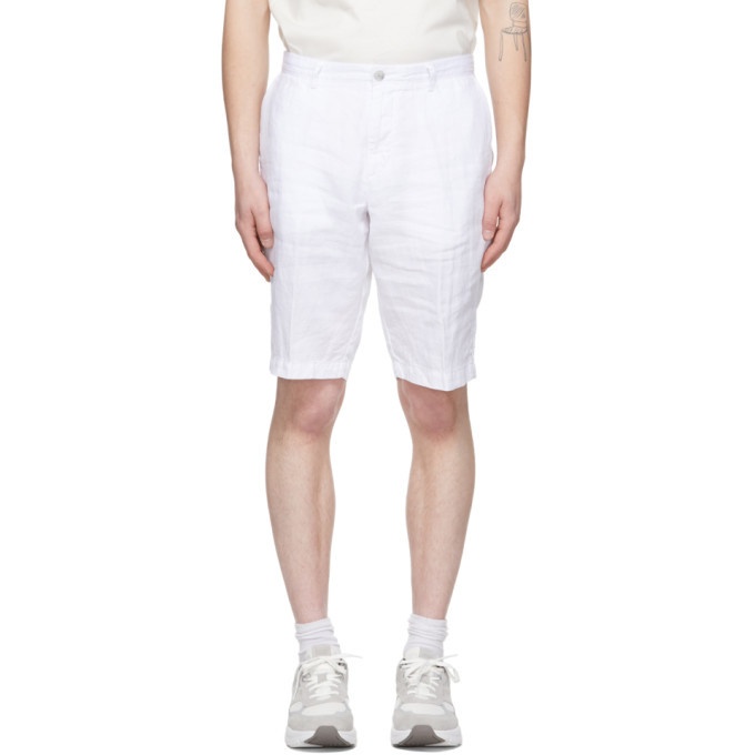 Photo: Boss White Linen Crigan Shorts