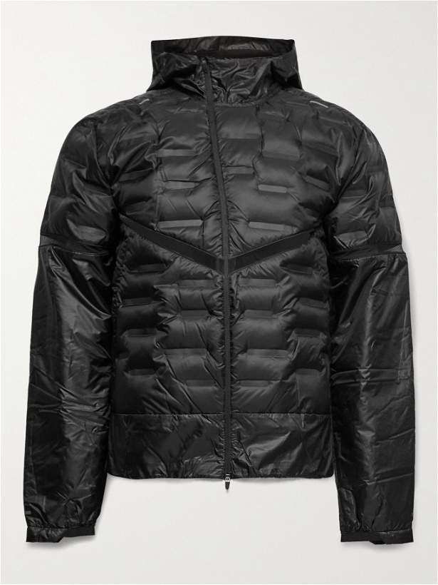 Photo: Nike Running - AeroLoft Mesh-Panelled Quilted Shell Hooded Jacket - Black