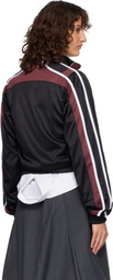 Martine Rose Black & Burgundy Shrunken Track Jacket