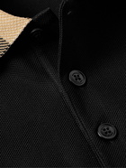 Burberry - Check-Trimmed Cotton-Piqué Polo Shirt - Black