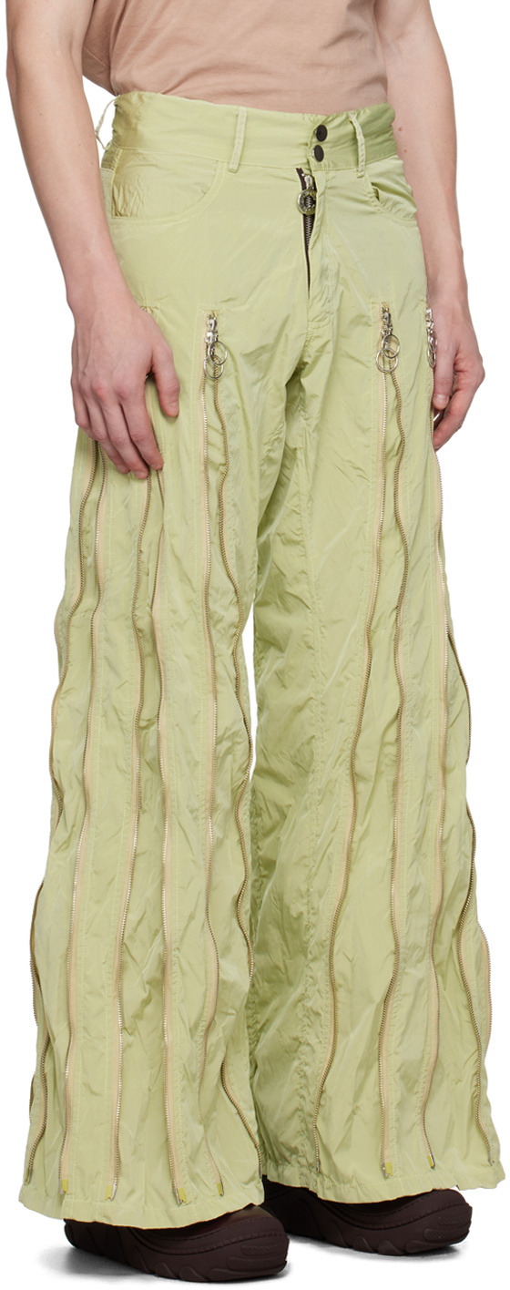 Charlie Constantinou Green Adjustable Zip Trousers