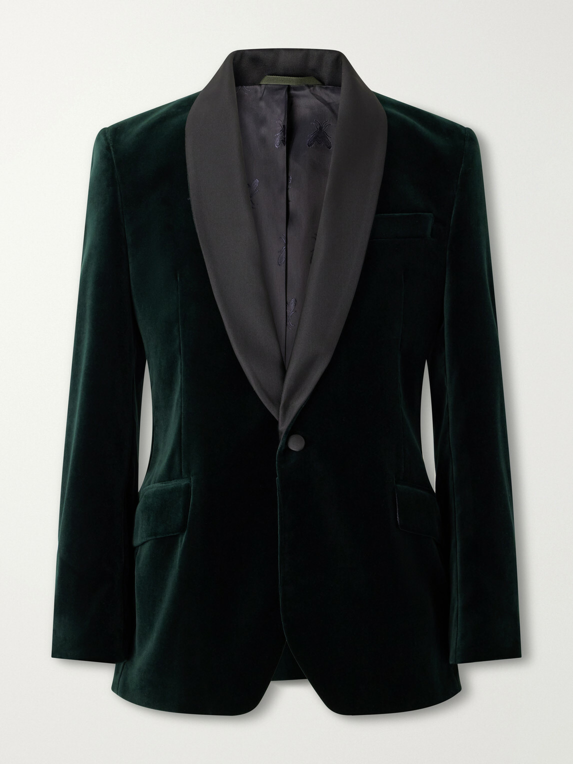 Favourbrook - Satin-Trimmed Cotton-Velvet Tuxedo Jacket - Green