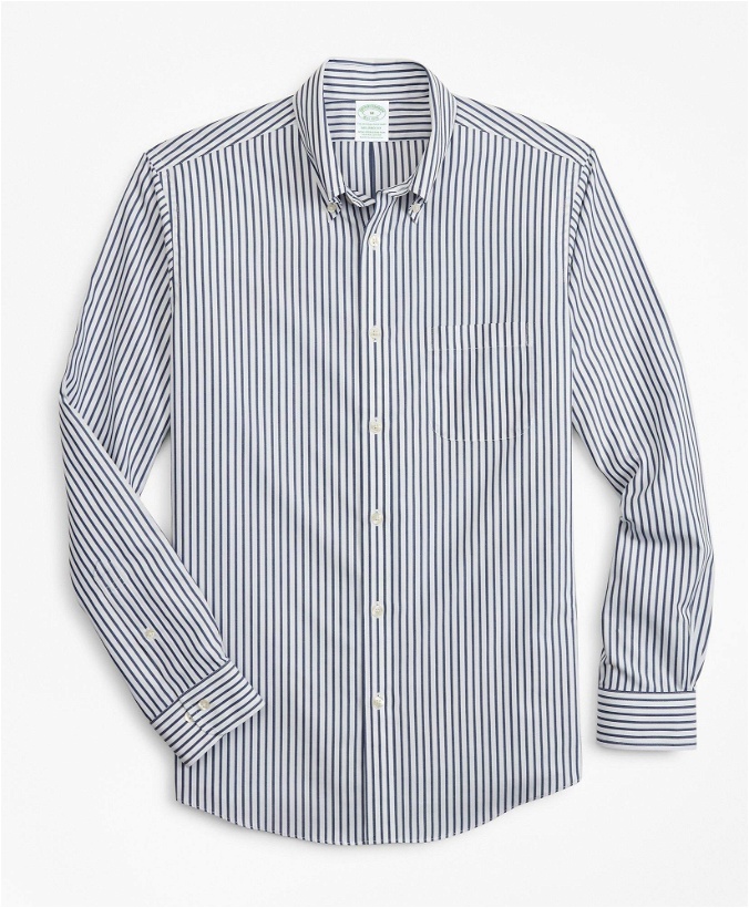 Photo: Brooks Brothers Men's Stretch Milano Slim-Fit Sport Shirt, Non-Iron Candy Stripe | Navy