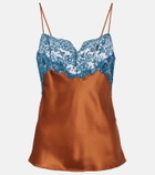 Saint Laurent Lace-trimmed silk satin camisole