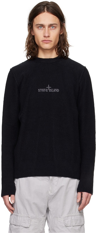 Photo: Stone Island Black Embroidered Sweater