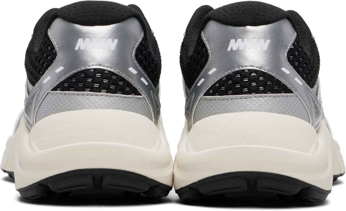 Hugo Silver & Black Mesh Faux-Leather Sneakers