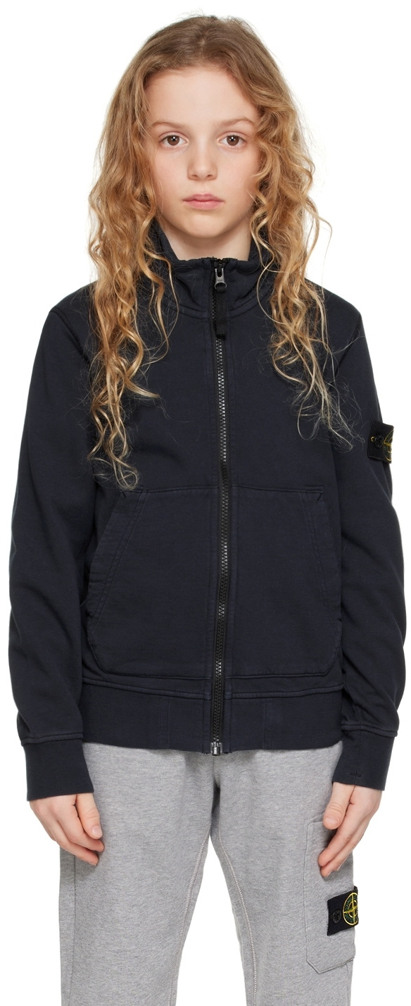 Stone Island Junior Kids Navy Zip Sweatshirt