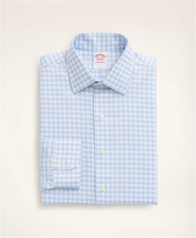 Photo: Brooks Brothers Men's Stretch Madison Relaxed-Fit Dress Shirt, Non-Iron Royal Oxford Ainsley Collar Check | Light Blue