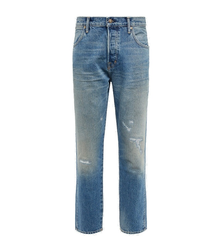 Photo: Tom Ford - Distressed mid-rise tapered jeans