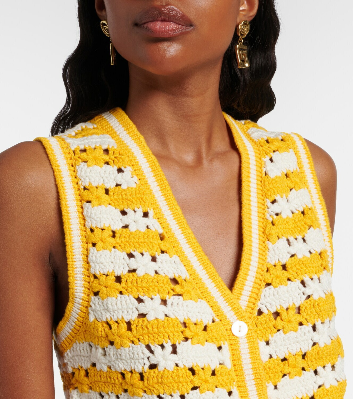 The Upside Goldie Watson cotton crochet vest