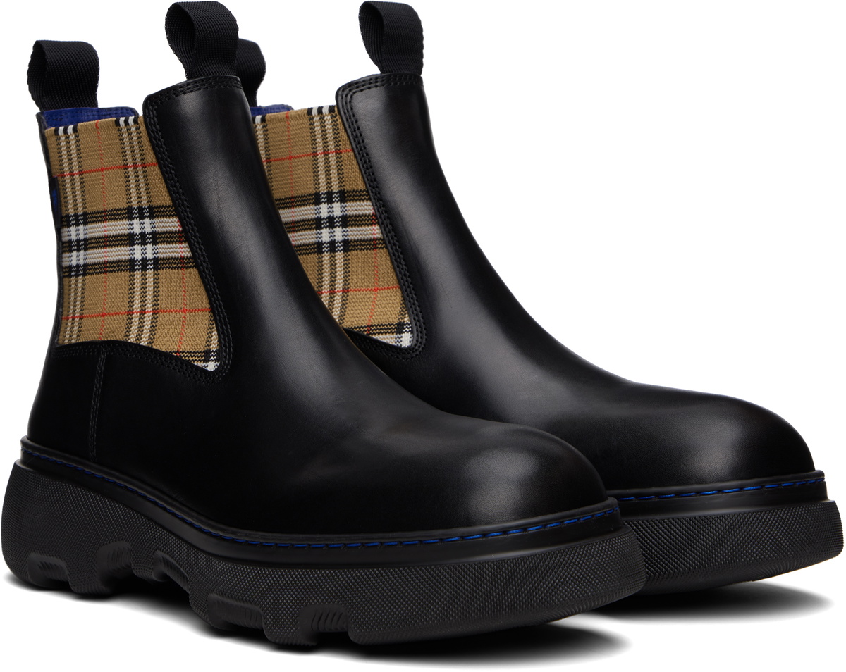 Burberry Black Leather Creeper Low Chelsea Boots