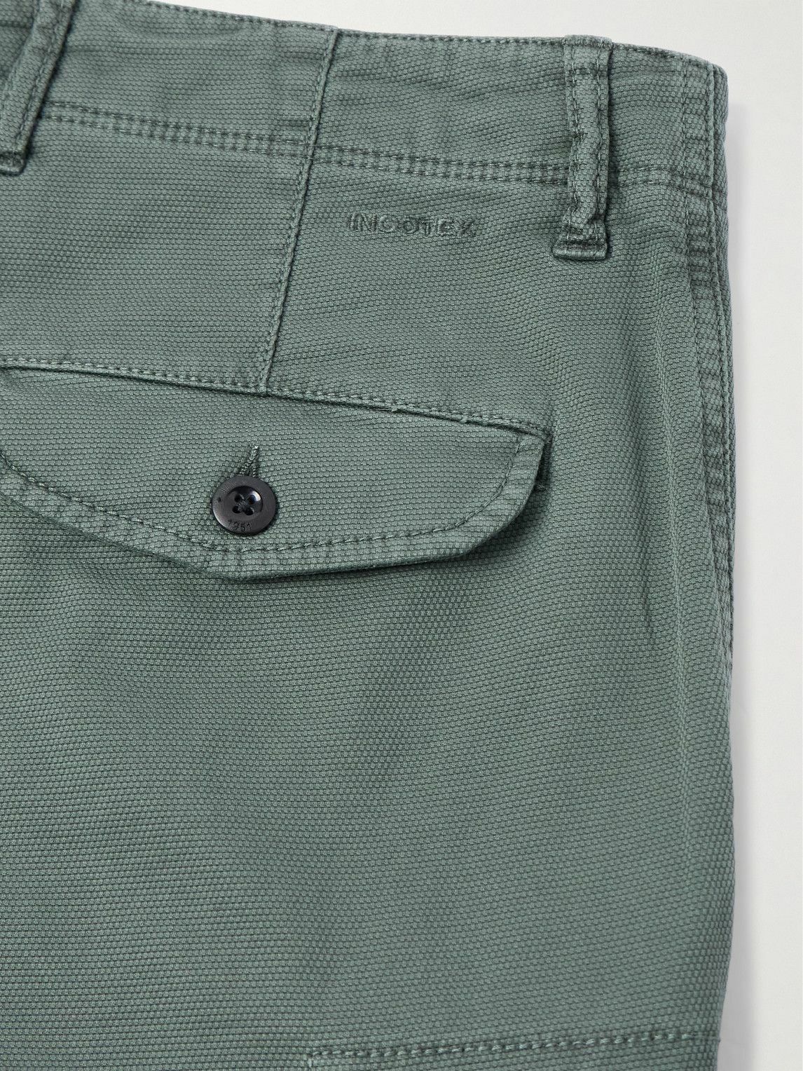 Incotex - Straight-Leg Textured Cotton-Blend Cargo Shorts - Green