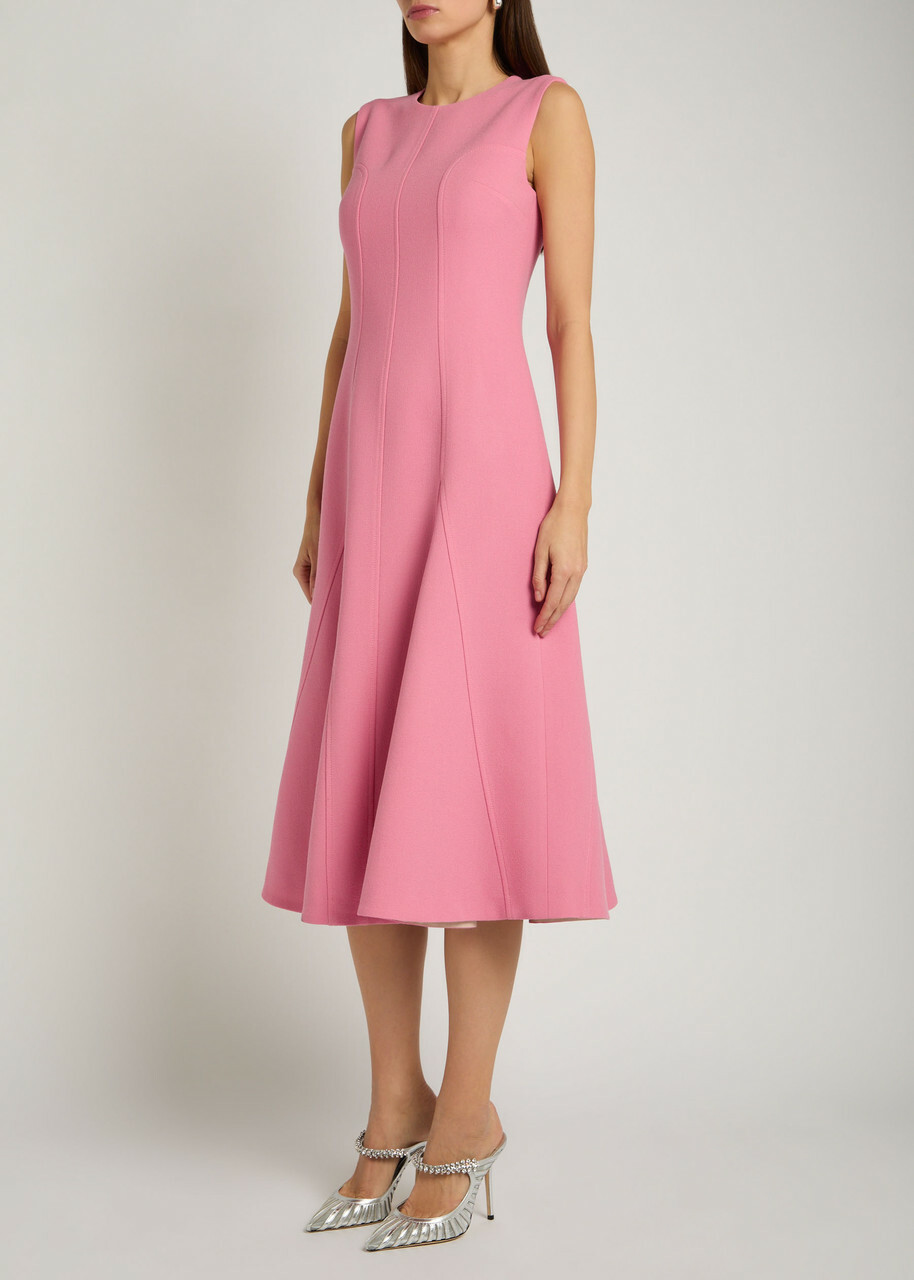 Emilia Wickstead Benicia Wool-crepe Midi Dress Pink