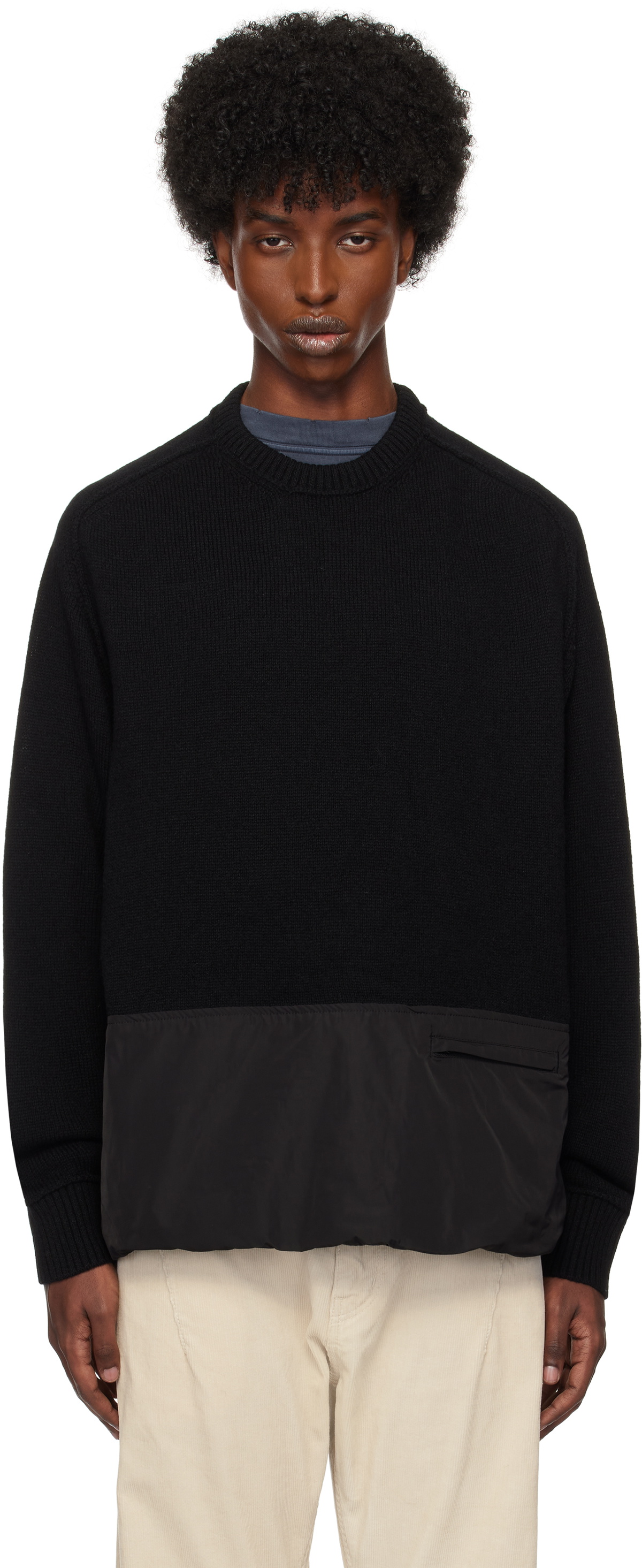 UNDERCOVER Black Paneled Knit Sweater