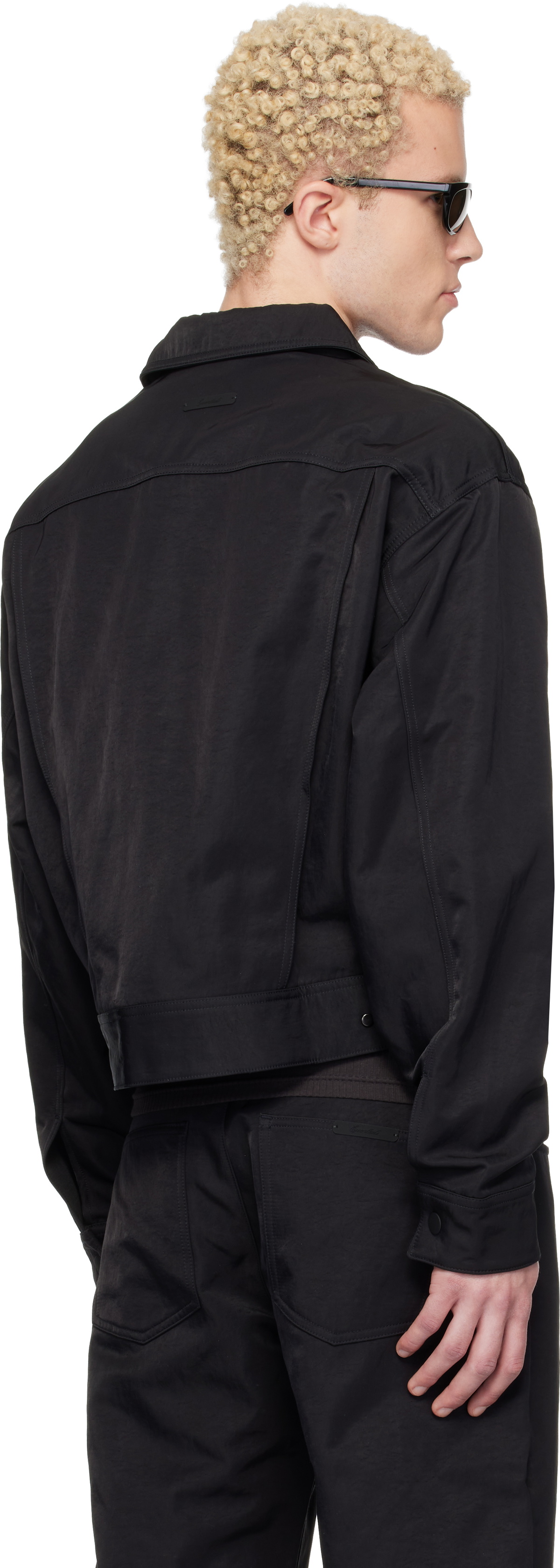 Fear of God ESSENTIALS Black Textured Nylon Trucker Jacket