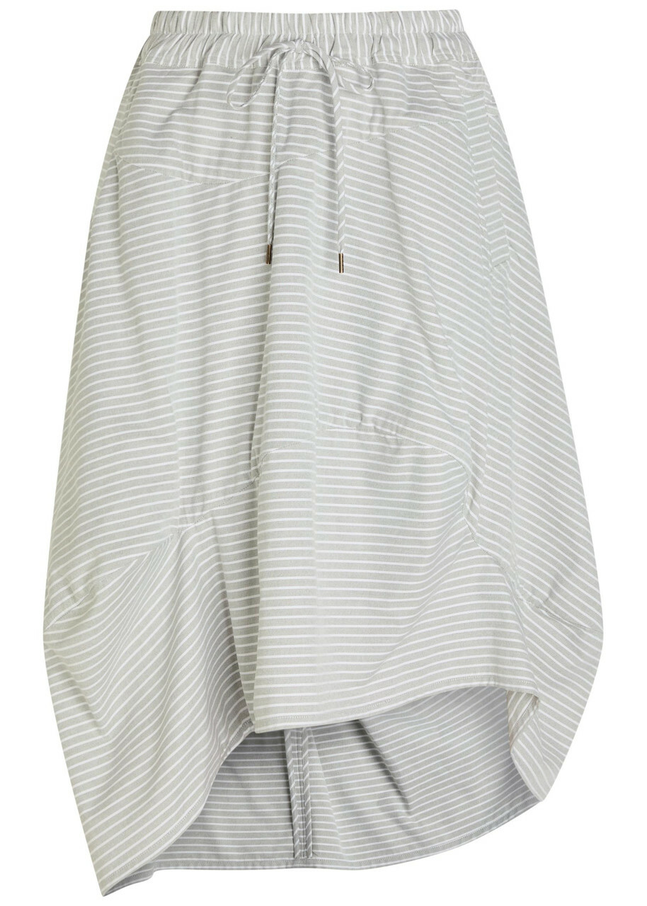 Vivienne Westwood Aerodrome Striped Asymmetric Cotton Midi Skirt White