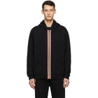 Burberry Black Icon Stripe Zip-Up Hoodie