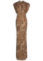 DE LA Vali Ceres Leopard-print Chiffon Maxi Dress Brown