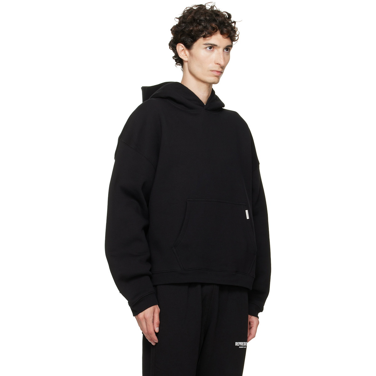 Represent Black Initial Boxy Hoodie