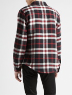 SAINT LAURENT - Oversized Sherpa-Lined Checked Cotton-Blend Overshirt - Red
