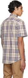 Burberry Beige Poplin Check Short Sleeve Shirt