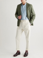 Rubinacci - Grandad-Collar Striped Linen Shirt - Blue