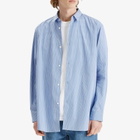 Róhe Men's Stripe Long Sleeve Shirt in Light Blue/White