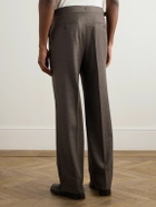 Stòffa - Straight-Leg Pleated Wool and Cashmere-Blend Trousers - Brown
