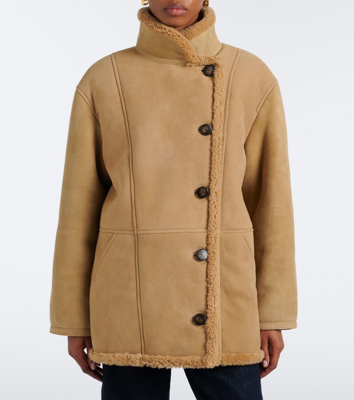 Veronica Beard Lavington shearling-lined suede coat